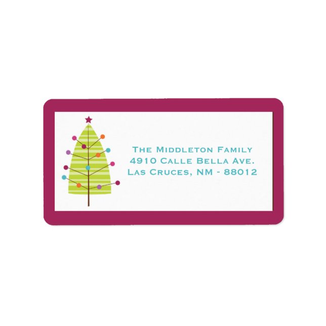 1.25"x2.75" Modern Christma Tree Mailing Label Adressaufkleber (Vorne)