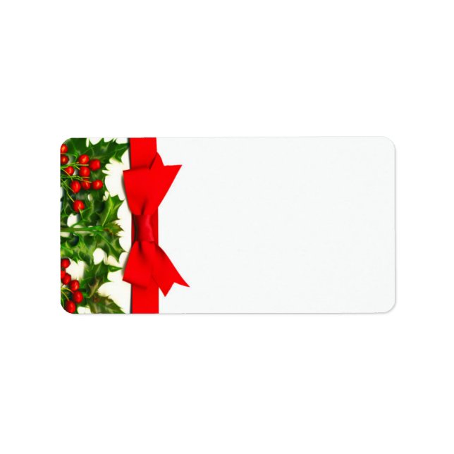 1.25"x2.75" Postadresse Baughs Holly Berry Adressaufkleber (Vorne)