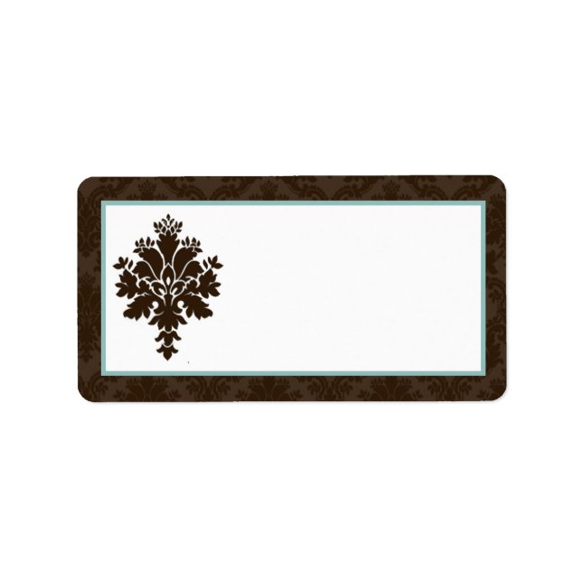 1.25"x2.75" Postadresse Brown Damask Adressaufkleber (Vorne)