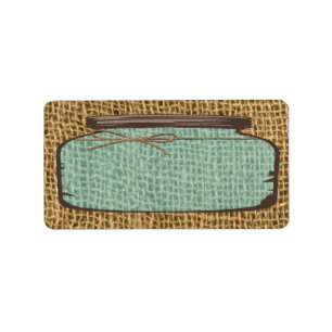 1.25"x2.75" Postadresse Mason Jar Burlap Count Adressaufkleber