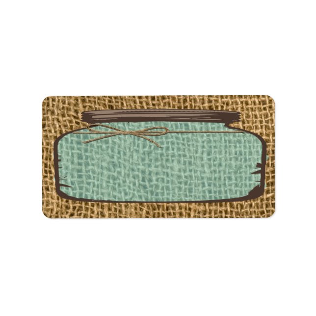 1.25"x2.75" Postadresse Mason Jar Burlap Count Adressaufkleber (Vorne)