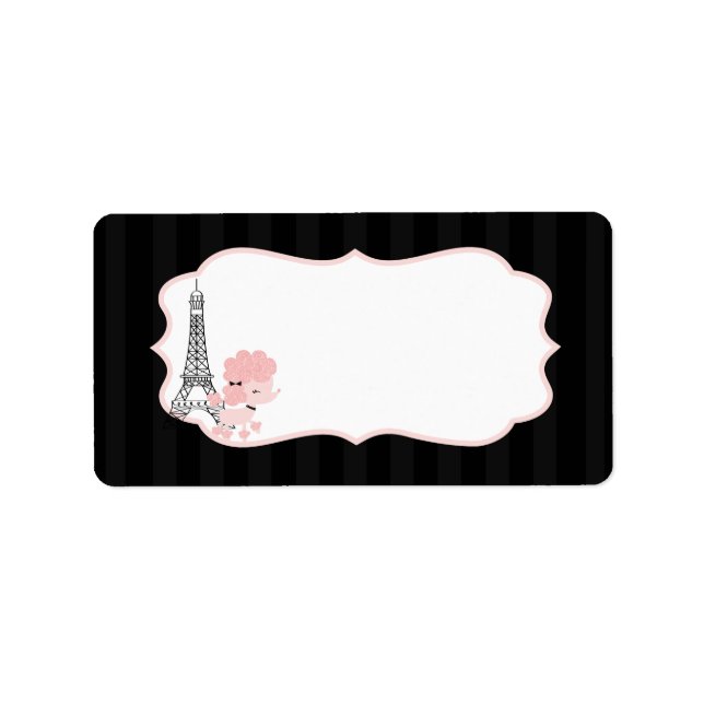 1.25"x2.75" Postadresse Pink Poodle in Paris Adressaufkleber (Vorne)