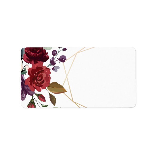 1.25"x2.75" Postadresse White Roses Gold Geome Adressaufkleber (Vorne)