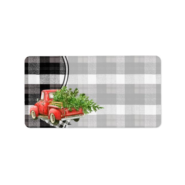 1.25"x2.75" Postadresse XMAS Truck Buffalo Pla Adressaufkleber (Vorne)