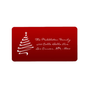 1.25"x2.75" Red White XMAS Tree Mailing Label Adressaufkleber