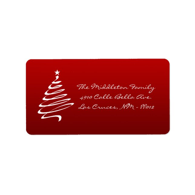 1.25"x2.75" Red White XMAS Tree Mailing Label Adressaufkleber (Vorne)