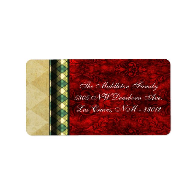 1.25"x2.75" Red XMAS Christmas Mailing-Adresse Adressaufkleber (Vorne)