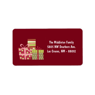 1.25"x2.75" Red XMAS präsentiert Mailingadresse Adressaufkleber