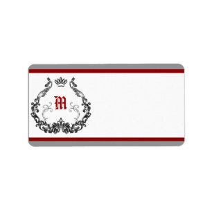 1,25" x 2,75" Mailingadresse Crimson Red Verziert  Adressaufkleber