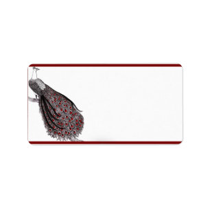 1,25" x 2,75" Mailingadresse Peacock Red Black Adressaufkleber
