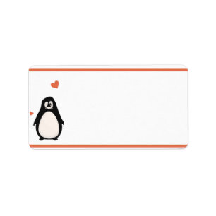 1,25" x 2,75" Mailingadresse Pinguin Liebe/Herz Adressaufkleber