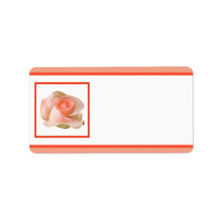 1,25" x 2,75" Mailingadresse Pink/Peach Rose mit Adressaufkleber