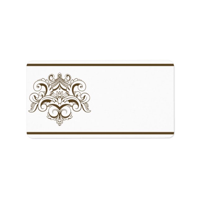 1,25" x 2,75" Mailingadresse Tanish Brown Damask Adressaufkleber (Vorne)