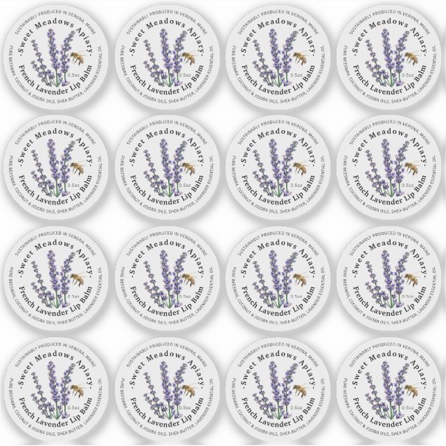 1,33" Lip Balm 0,5 oz Metallbehältnis-Etikett Aufkleber (Vorderseite)