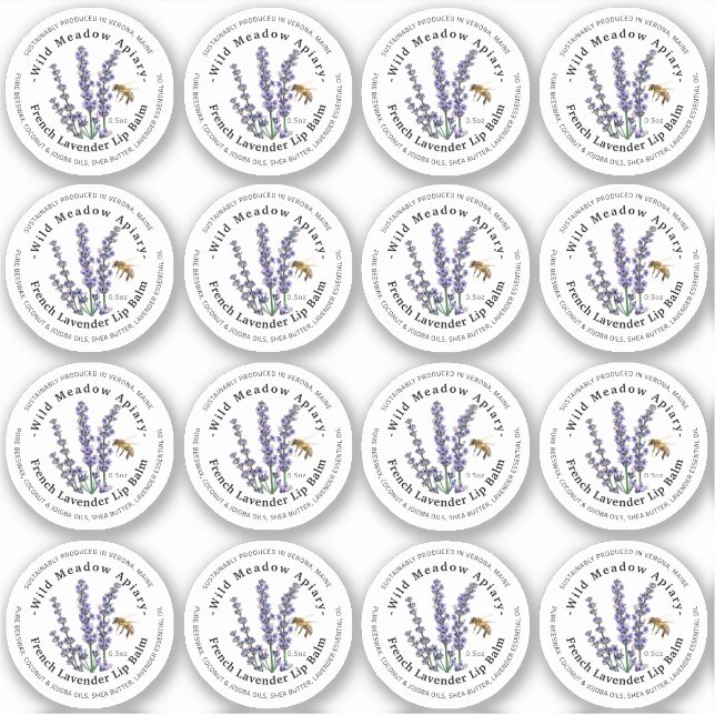 1,33" Lip Balm 0,5 oz Metallbehältnis-Etikett Aufkleber (Vorderseite)