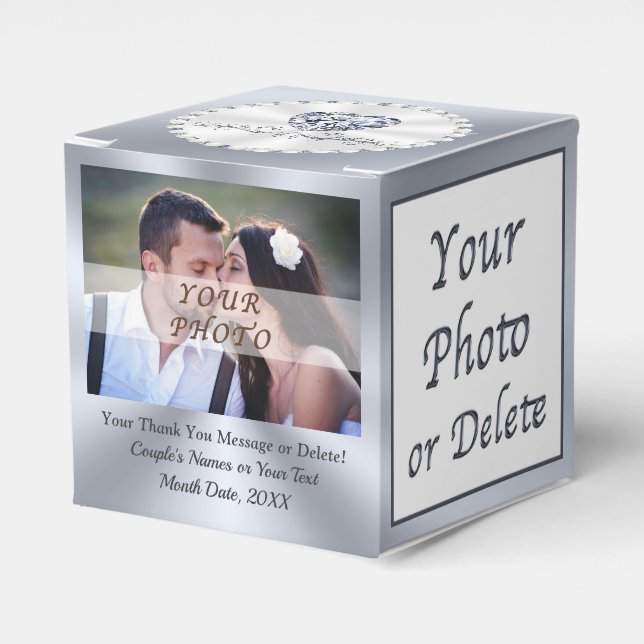 1 - 3 Fotos Silber, kleine Liebesboxen für Hochzei Geschenkschachtel (Vorderseite)