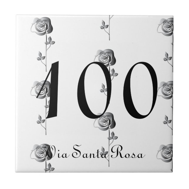 1-3 Ziffern 3D Rose Hausnummer und Straße Fliese (Vorderseite)