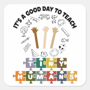 1/4, es ist ein guter Tag, winzige Menschen zu unt Quadratischer Aufkleber