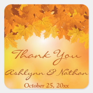 1,5" Ahorn-Blätter Herbstkleber für Hochzeitsaufkl Quadratischer Aufkleber
