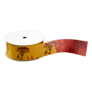 1.5" Grosgrain Ribbon African Safari Giraffe Sun Ripsband