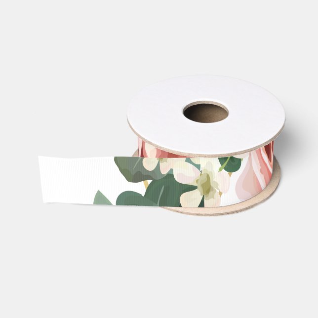 1,5" Grosgrain Ribbon Geometric Garden Rose Anemon Ripsband (Spule)
