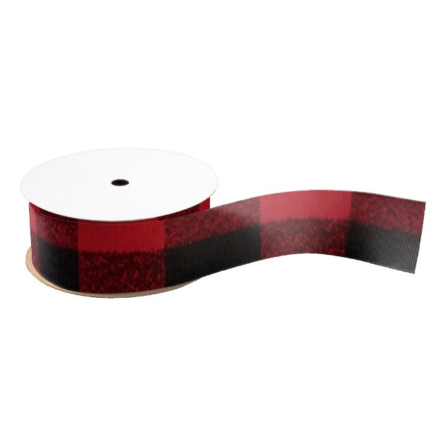 1,5" Grosgrain Ribbon Rotes Buffalo Karierter Bäre Ripsband (Spule)