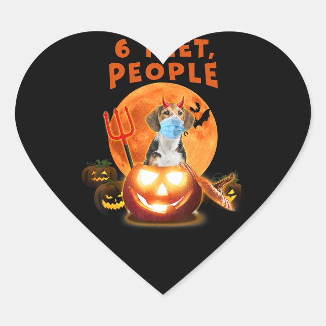 1,5 m, Leute Beagle mit MaskenHalloween-Geschenk Herz-Aufkleber (Vorderseite)