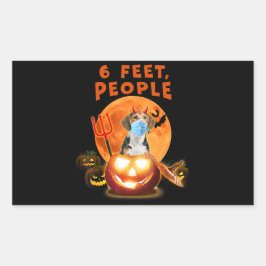 1,5 m, Leute Beagle mit MaskenHalloween-Geschenk Rechteckiger Aufkleber