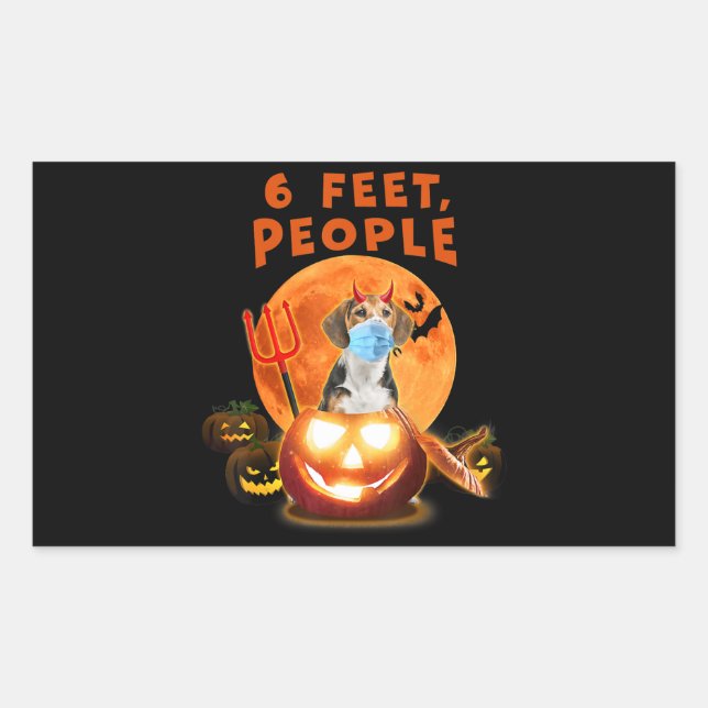 1,5 m, Leute Beagle mit MaskenHalloween-Geschenk Rechteckiger Aufkleber (Vorderseite)