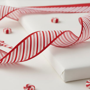 1,5" Rot-Weißes Zuckerstangen-Streifenmuster Ripsband