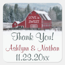 1.5" Roter Barn im Winter Hochzeit Gefallen Vielen