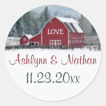 1.5" Roter Stall im Winter Wedding Gefälligkeitsau