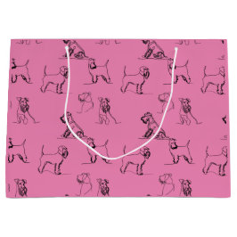 1-5 Schnauzer Line Art Pattern 001 Pink Große Geschenktüte