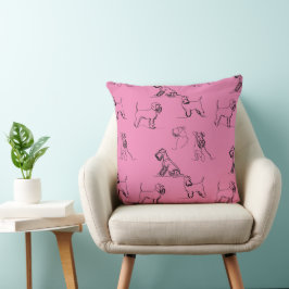 1-5 Schnauzer Line Art Pattern 001 Pink Kissen