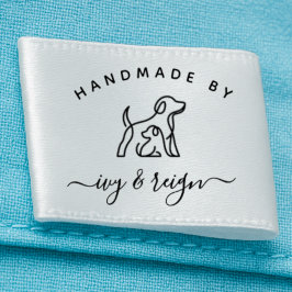 1.5" Script Handmade by Custom logo cut and sew Satinband