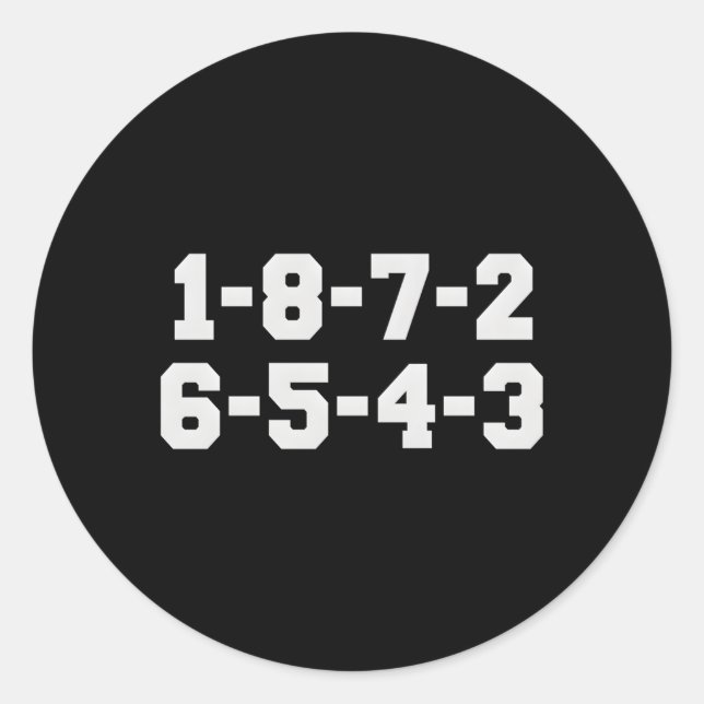 1-8-7-2-6-5-4-3 RUNDER AUFKLEBER (Vorderseite)