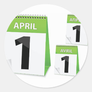 1. April Kalender-Aufkleber Runder Aufkleber