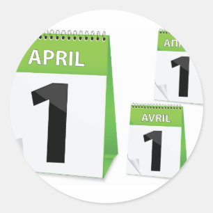 1. April Kalender-Stickers Runder Aufkleber