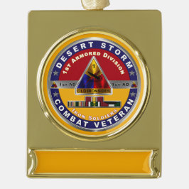 1. Armored Division Desert Storm Veteran Banner-Ornament Gold