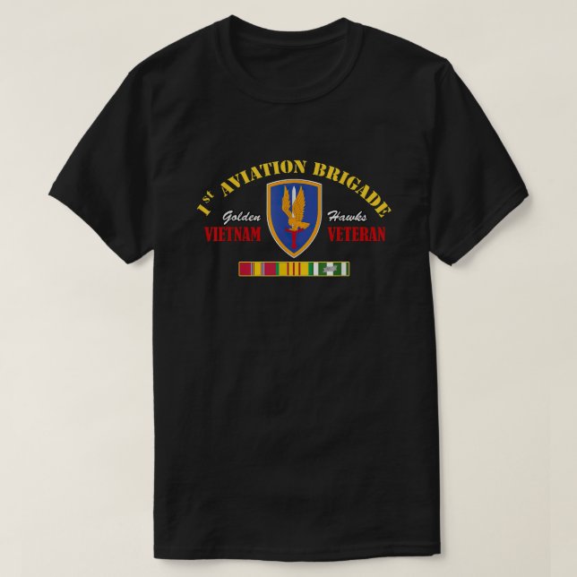 1. Aviation Brigade Vietnam Veteran Golden Hawks T-Shirt (Design vorne)