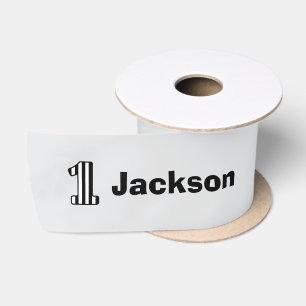 1. BABY Birthday Black Striping Big Number A20Z Satinband