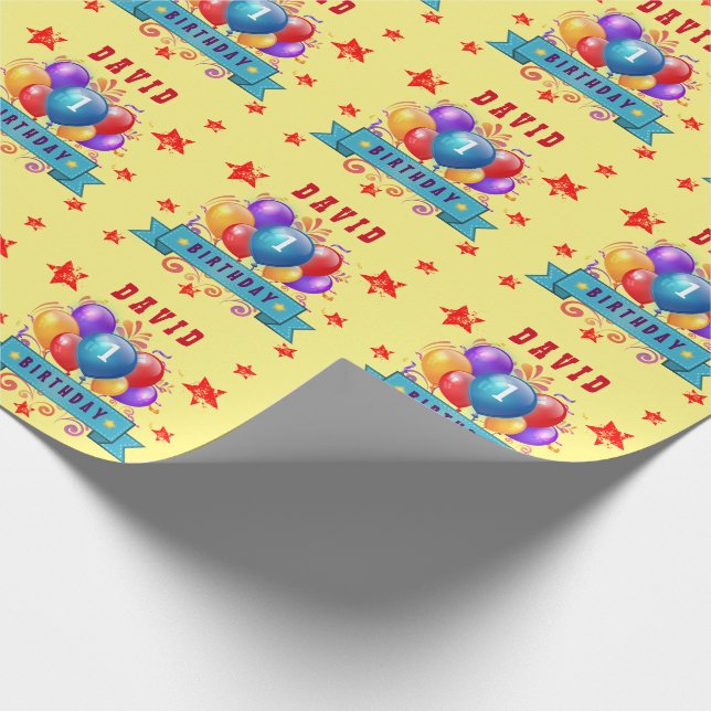 1. BABY Geburtstags-festliche bunte Ballone V10IZ1 Geschenkpapier (Ecke)