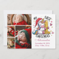 1. Baby-Weihnachten 4 Foto Rosa Gold Einhorn