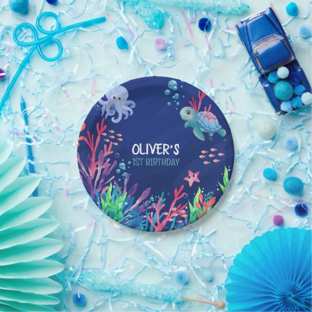 1. Baby zum Geburtstag unter dem Meer Pappteller (Party)