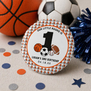 1 Ball Sports Theme Boy's 1. Geburtstag Button