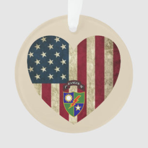 1. Bataillon 75. Ranger Reg American Heart Flag Ornament