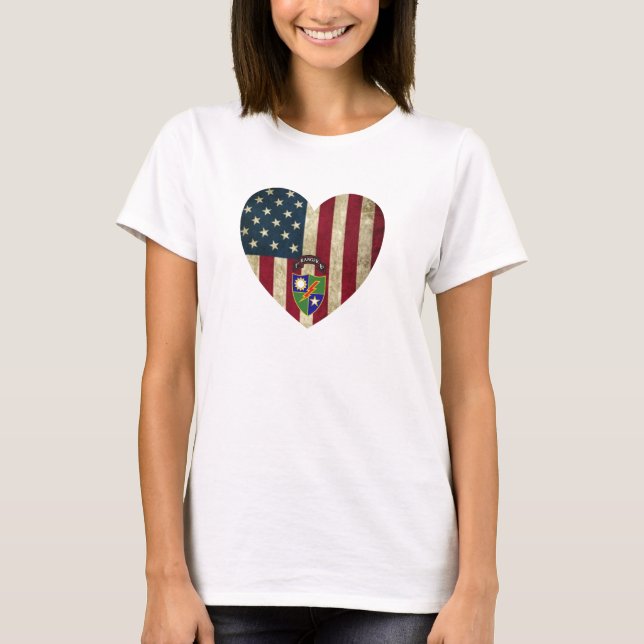 1. Bataillon 75. Ranger Reg American Heart Flag T-Shirt (Vorderseite)