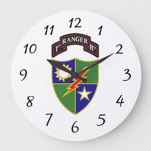 1. Bataillon - 75. Ranger Regiment - Wall Clock Große Wanduhr (Vorderseite)