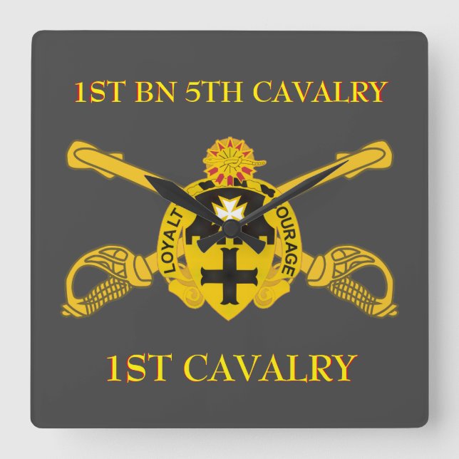 1. BATTALION 5. CAVALRY 1. CAVALRY CLOCK QUADRATISCHE WANDUHR (Vorderseite)
