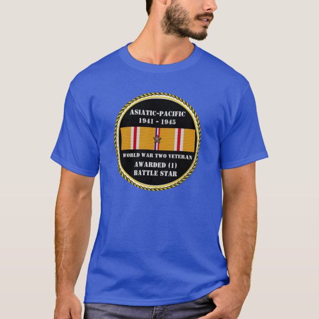 1 BATTLE STAR Weltkrieg Asiatischer Pazifischer Ve T-Shirt (Vorderseite)